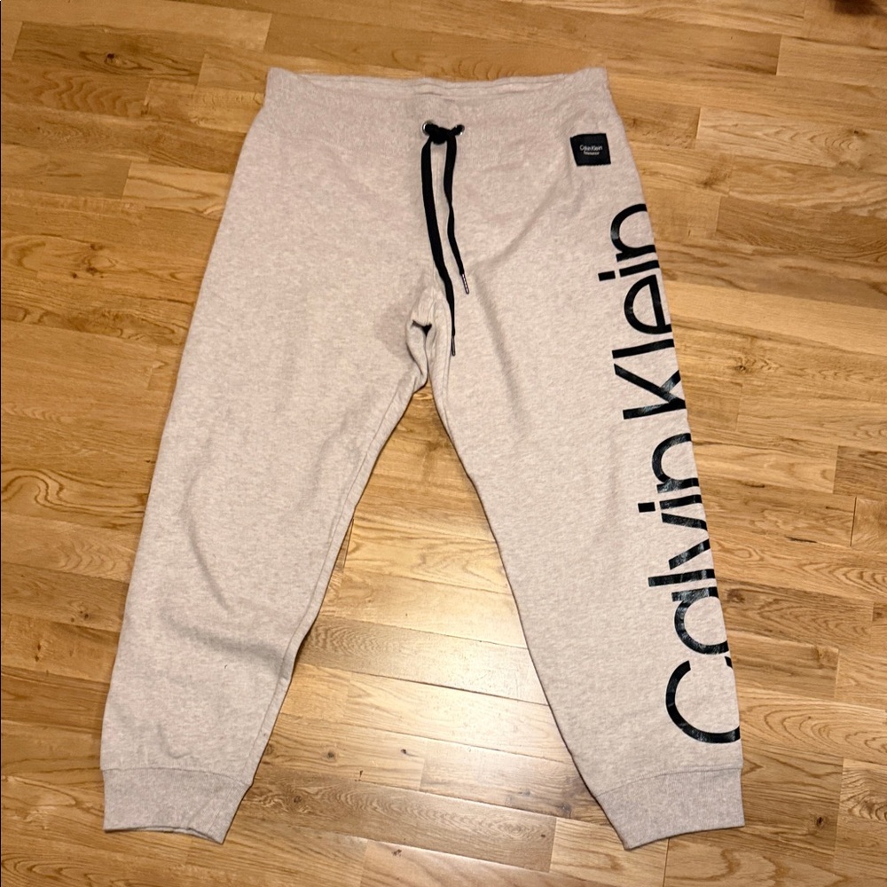 Calvin Klein Cream Oatmeal color Joggers with Black Logo